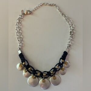 Chico's Silver and Gold Necklace with black accents